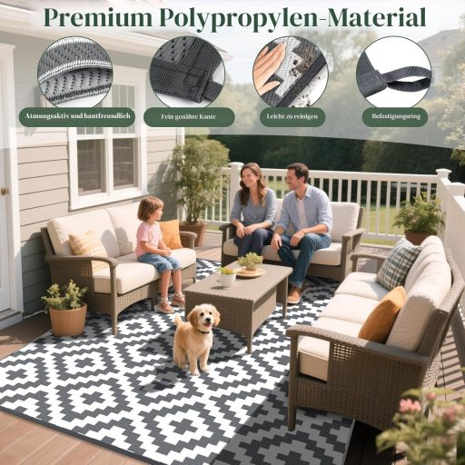 MOKANI Kültéri szőnyeg 180x270cm UV-álló vízálló teraszra erkélyre