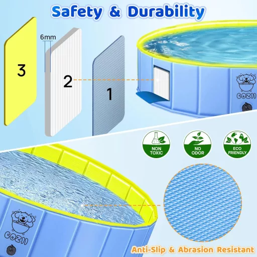 Piscina pliabilă pentru câini COZII 120x30cm - Pentru câini mari și mici, piscină pentru copii