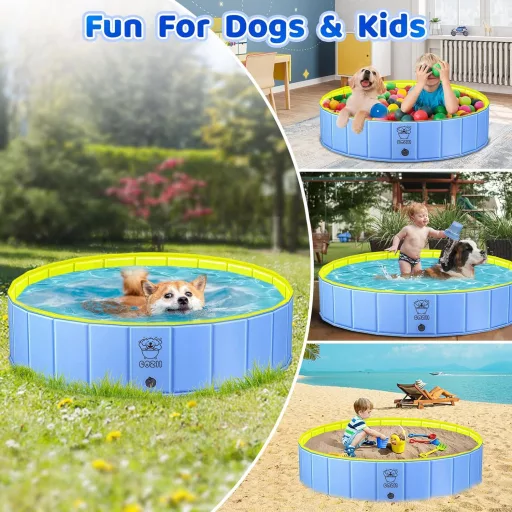 Piscina pliabilă pentru câini COZII 120x30cm - Pentru câini mari și mici, piscină pentru copii