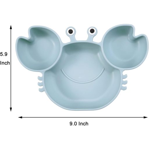 PandaEar 2 részes osztott gyermek tányér szívókoronggal és kanállal, BPA-mentes szilikon etetőtányér