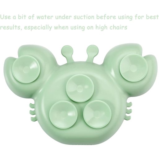 PandaEar 2 részes osztott gyermek tányér szívókoronggal és kanállal, BPA-mentes szilikon etetőtányér