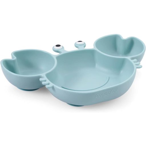 PandaEar 2 részes osztott gyermek tányér szívókoronggal és kanállal, BPA-mentes szilikon etetőtányér