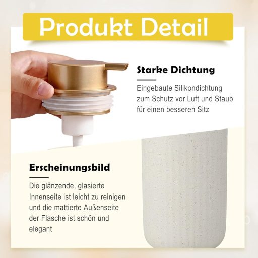 TUAKIMCE Dozator de săpun ceramică 250ml Bej Mat Bucătărie Baie