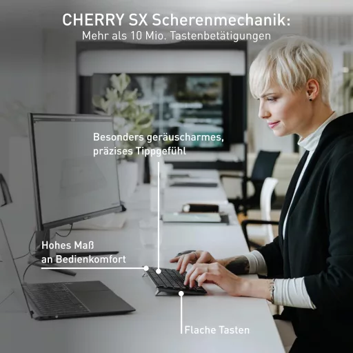Tastatură Bluetooth compactă CHERRY KW 9200 MINI pentru 4 dispozitive, cu fir, reîncărcabilă