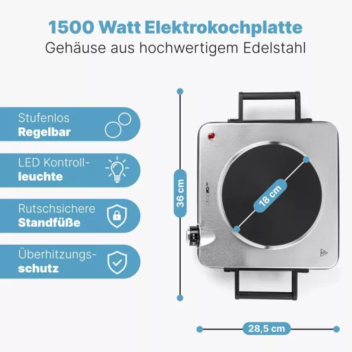 Elektrický varič Clatronic EKP 3788 1500 W z nehrdzavejúcej ocele
