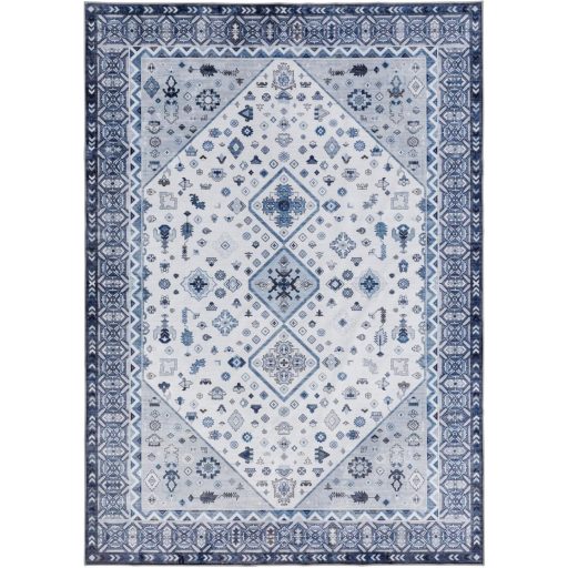 Covor Oriental Vintage TALETA Living Dormitor - Covor Scurt Lavabil Polipropilenă Culoare Albastru Denim - 160 x 230 cm