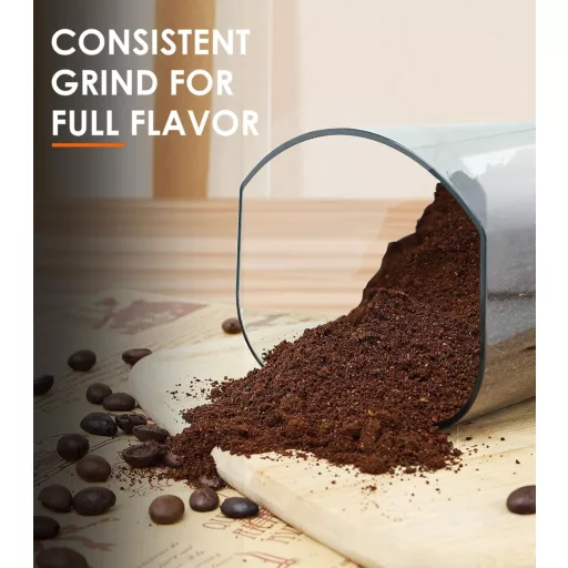 Elektrický mlynček na kávu Homtone s 51 stupňami hrubosti mletia – pre portafilter a so zásobníkom, nehrdzavejúca oceľ, pre prekvapkávanú/Pour Over/Cold Brew/French press