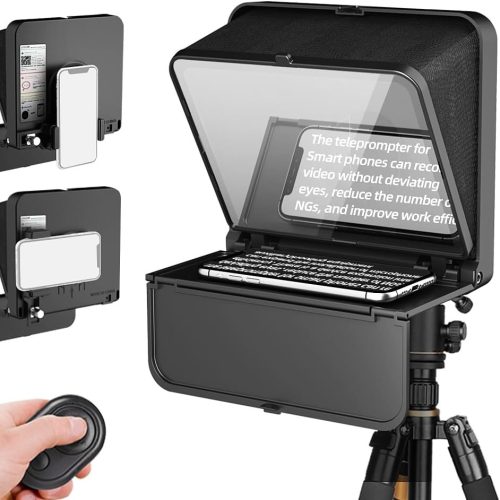 LENSGO TC7S Hordozható Mini Teleprompter Okostelefonhoz - Összecsukható Súgógép iOS és Android Készülékekhez, Vloghoz, Élő Közvetítéshez, Ok