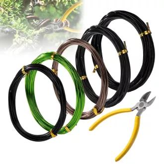   Heveer Bonsai Drót 5 Tekercs 25m Alumínium Növénykötöző Drót Drótcsipesszel