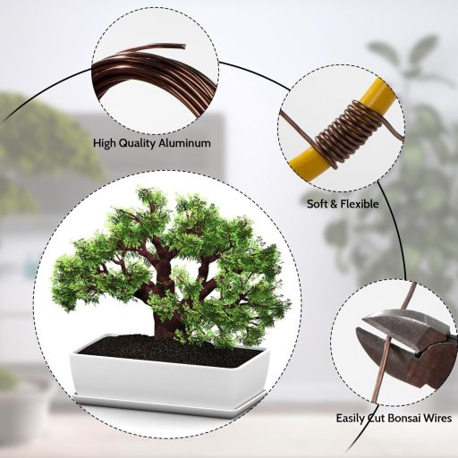 Heveer Bonsai Drót 5 Tekercs 25m Alumínium Növénykötöző Drót Drótcsipesszel