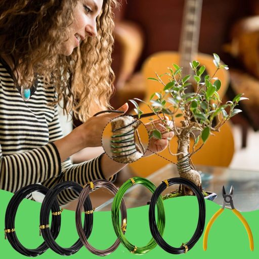 Sârmă pentru Bonsai Heveer, 5 Role, 25m, Sârmă de Aluminiu pentru Legat Plante, cu Clește de Tăiat