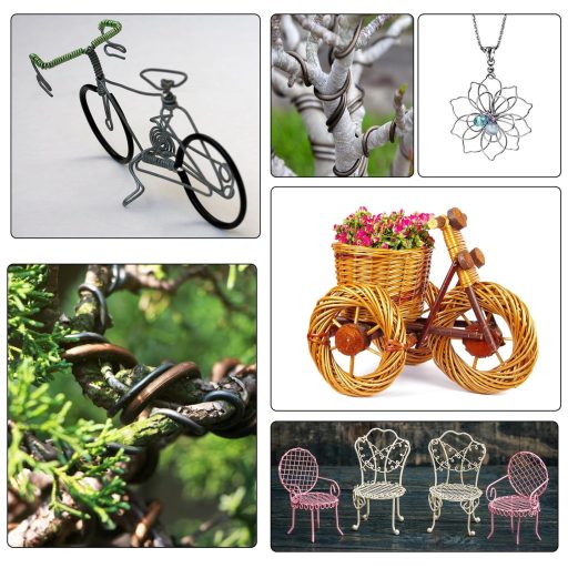 Sârmă pentru Bonsai Heveer, 5 Role, 25m, Sârmă de Aluminiu pentru Legat Plante, cu Clește de Tăiat