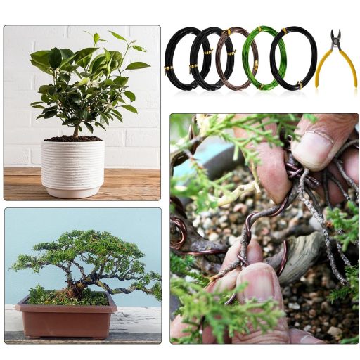 Sârmă pentru Bonsai Heveer, 5 Role, 25m, Sârmă de Aluminiu pentru Legat Plante, cu Clește de Tăiat