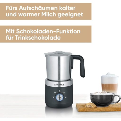 SEVERIN elektromos tejhabosító rozsdamentes acél tartállyal, hideg-meleg habosításhoz