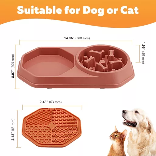 Bol lent pentru câini Doweiss cu covoraș de lins, bol multifuncțional