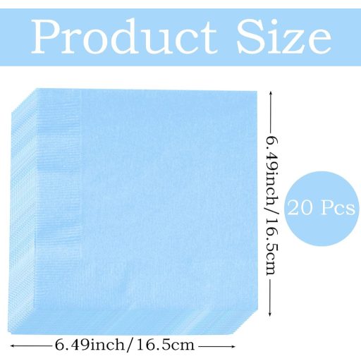 POPOYU 20 db világoskék papírszalvéta 33x33 cm, party és esküvői dekoráció