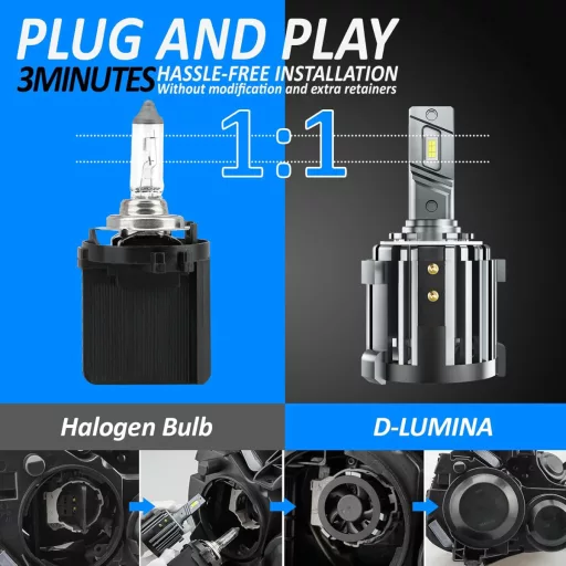 D-Lumina H7 LED žiarovky do svetlometov pre modely Volkswagen, Mercedes, s autošpecifickými adaptérmi, 100W 10000LM 6000K biela, 2ks