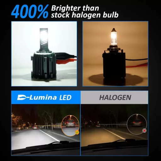 D-Lumina H7 LED žiarovky do svetlometov pre modely Volkswagen, Mercedes, s autošpecifickými adaptérmi, 100W 10000LM 6000K biela, 2ks