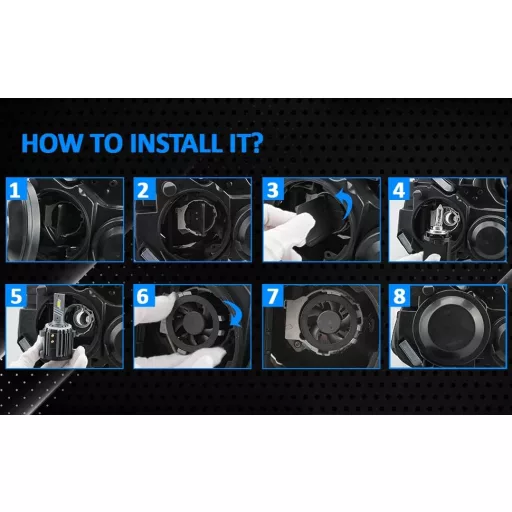 D-Lumina H7 LED fényszóró izzó Volkswagen, Mercedes modellekhez, autóspecifikus adapterekkel, 100W 10000LM 6000K fehér, 2db