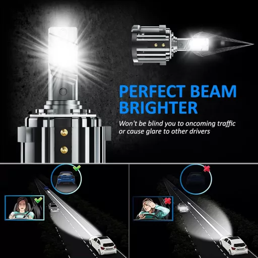 D-Lumina H7 LED fényszóró izzó Volkswagen, Mercedes modellekhez, autóspecifikus adapterekkel, 100W 10000LM 6000K fehér, 2db