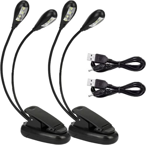 GERUI 2 ks LED lampy na notový stojan s 8 LED diódami – USB kábel, 2 úrovne jasu, lampa na čítanie pre klavír, písací stôl, notový stojan