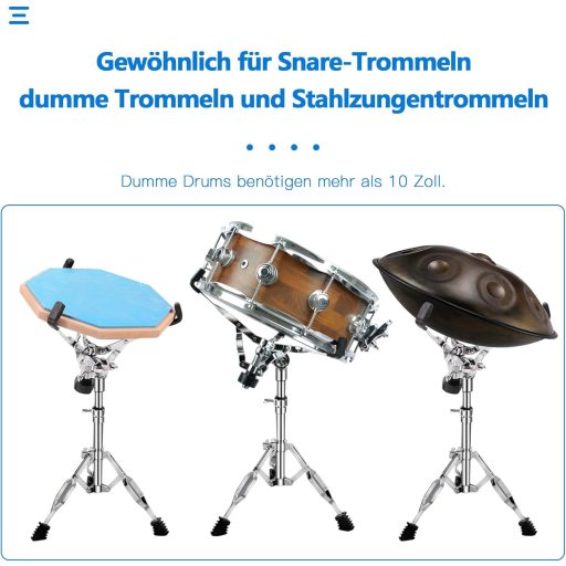 aleawol Állítható Dobszínpad 40-55 cm, Duplán Merevített Snare Drum Stand Acél Nyelvdobhoz
