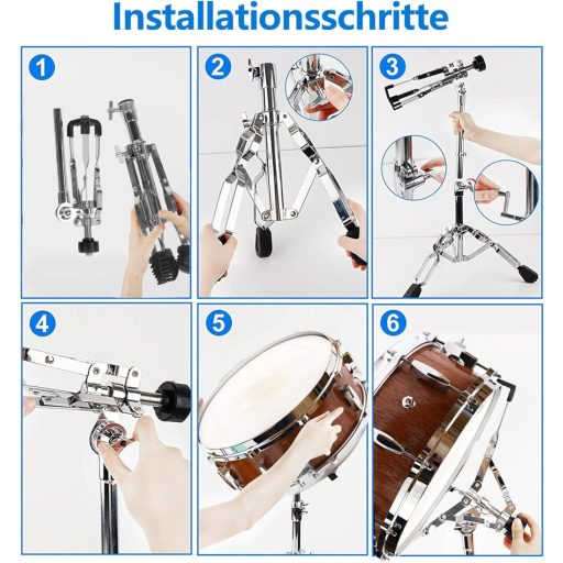 aleawol Állítható Dobszínpad 40-55 cm, Duplán Merevített Snare Drum Stand Acél Nyelvdobhoz