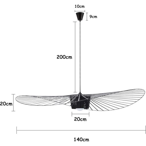 CHNB Vertigo 140 cm fekete függőlámpa modern vintage stílusú étkezőasztal nappali hálószoba csillár