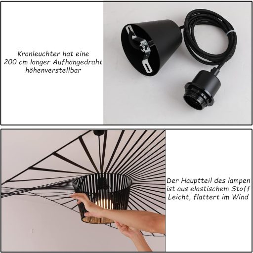 CHNB Vertigo 140 cm fekete függőlámpa modern vintage stílusú étkezőasztal nappali hálószoba csillár