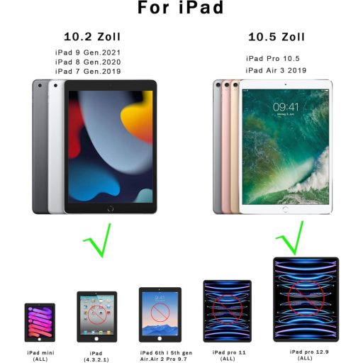 ROOFEI Futrola s tipkovnicom za iPad 10.2 Njemački QWERTZ Touchpad Pozadinsko osvjetljenje Stalak