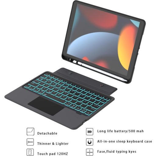 ROOFEI Futrola s tipkovnicom za iPad 10.2 Njemački QWERTZ Touchpad Pozadinsko osvjetljenje Stalak