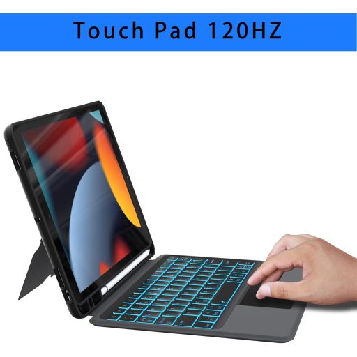 ROOFEI Futrola s tipkovnicom za iPad 10.2 Njemački QWERTZ Touchpad Pozadinsko osvjetljenje Stalak