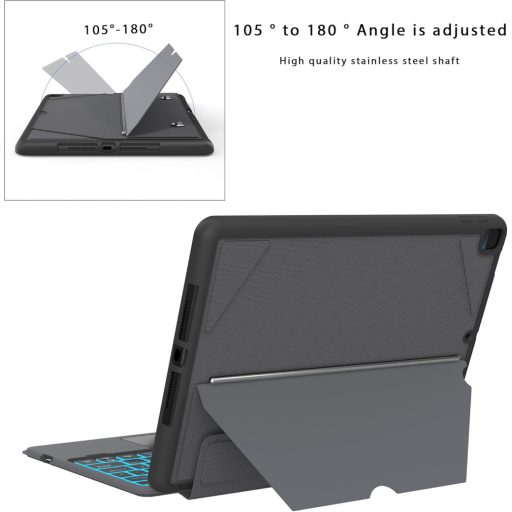 ROOFEI Futrola s tipkovnicom za iPad 10.2 Njemački QWERTZ Touchpad Pozadinsko osvjetljenje Stalak