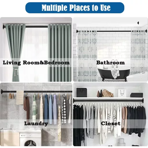Aiitomg Teleszkópos Zuhanyfüggöny Rúd 90-140 cm Fekete Csúszásmentes
