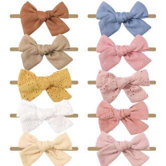   DRESHOW sada 10 detských čeleniek, dievčenské čelenky a mašličky pre novorodencov