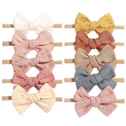 DRESHOW sada 10 detských čeleniek, dievčenské čelenky a mašličky pre novorodencov