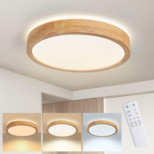Lustră LED de tavan Baerolc, 40cm - Cu telecomandă, intensitate luminoasă reglabilă, 32W, 3000K-6000K, iluminare rotundă pentru dormitor, birou, bucătărie