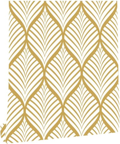 myforHD Öntapadós Tapéta Arany Legyező Mintával - Modern PVC Bútorfólia 44 cm x 600 cm - Vízálló Vinyl Dekorációs Film Fiókokhoz, Polcokhoz