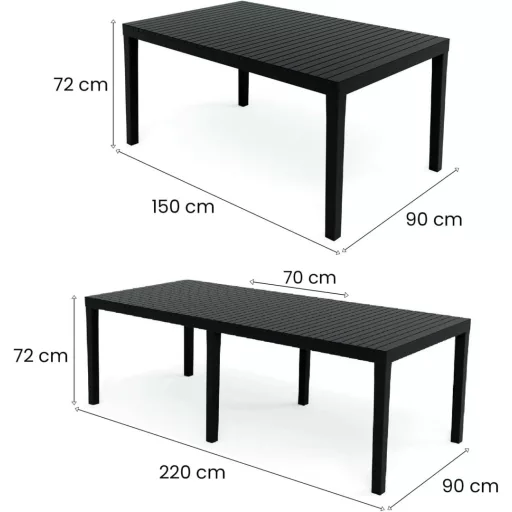 Dmora Susa bővíthető kerti asztal, antracit, 150x90 cm - Anthracite
