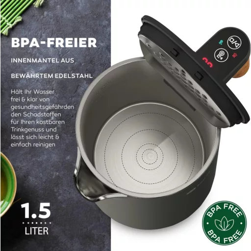 BALTER Rozsdamentes Vízforraló Hőmérséklet Szabályozással 40-100°C, Dupla Falú, 1.5L, 2200W