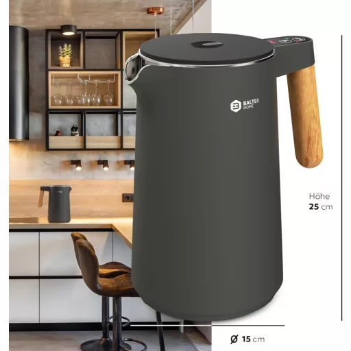 BALTER Rozsdamentes Vízforraló Hőmérséklet Szabályozással 40-100°C, Dupla Falú, 1.5L, 2200W