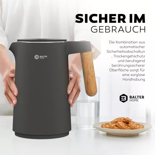BALTER Rozsdamentes Vízforraló Hőmérséklet Szabályozással 40-100°C, Dupla Falú, 1.5L, 2200W