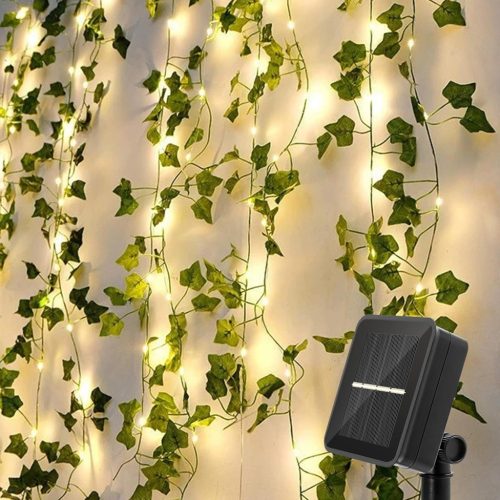 HUIYOU Napelemes LED Borostyán Fényfüzér - 6m, 60 LED, 8 Világítási Mód, IP65 Vízálló, Kül- és Beltéri Dekoráció Esküvőre, Kertre, Erkélyre