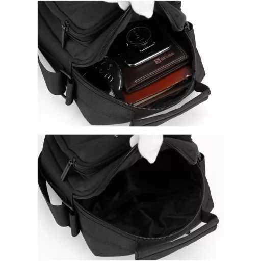 Geantă de umăr Pawleso pentru bărbați, 23 cm, impermeabilă, multifuncțională, de călătorie/muncă, neagră