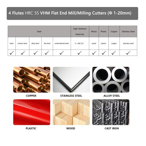 CREEYA 10mm-es AlTiN bevonatú keményfém szármaró, 4 élű CNC maró acélhoz, fához