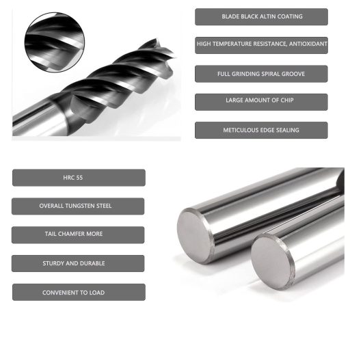 CREEYA 10mm-es AlTiN bevonatú keményfém szármaró, 4 élű CNC maró acélhoz, fához