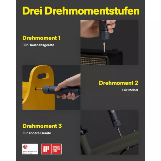 Șurubelniță electrică magnetică HOTO cu 25 de biți, lampă LED și încărcare USB-C