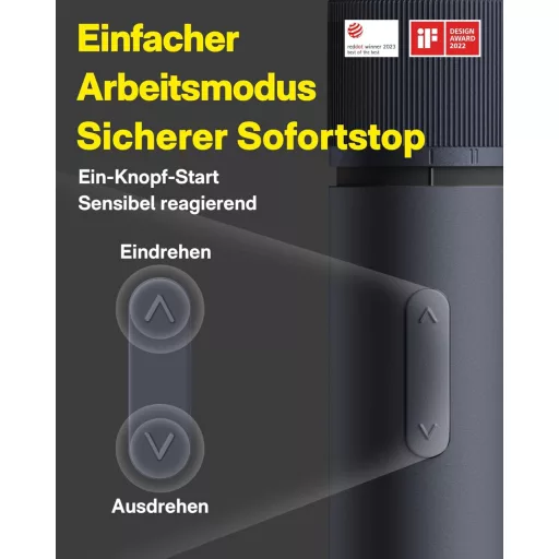 Șurubelniță electrică magnetică HOTO cu 25 de biți, lampă LED și încărcare USB-C
