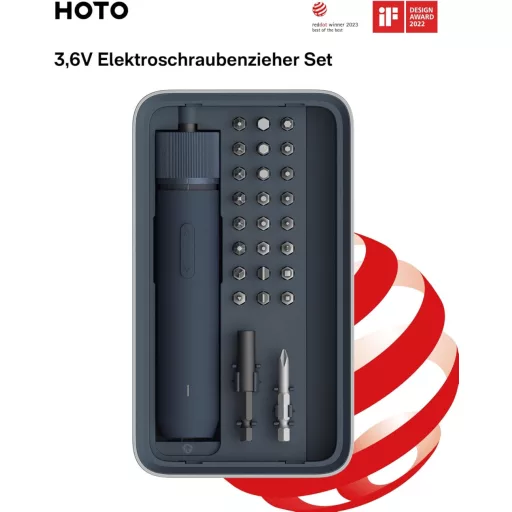 HOTO Mágneses Elektromos Csavarhúzó 25 Bittel, LED Lámpával és USB-C Töltéssel