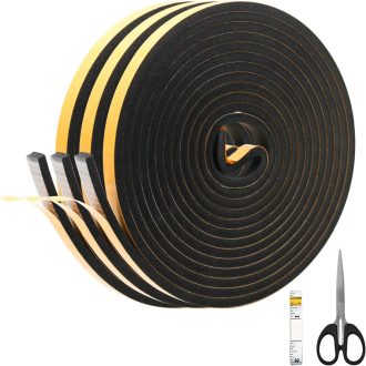   Öntapadós ajtó- és ablakszigetelő szalag, hangszigetelő, hőszigetelő, gumi, 15m, sárga-fekete